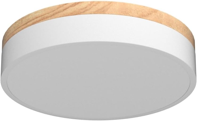 Yiisem Dimmable Wood LED Flush Mount Ceiling Light, 5CCT 2700K-6000K Modern Round Close to Ceiling Lighting Fixtures, Minimalist White Ceiling Lamp for Bedroom, Kitchen, Hallway, Laundry Room