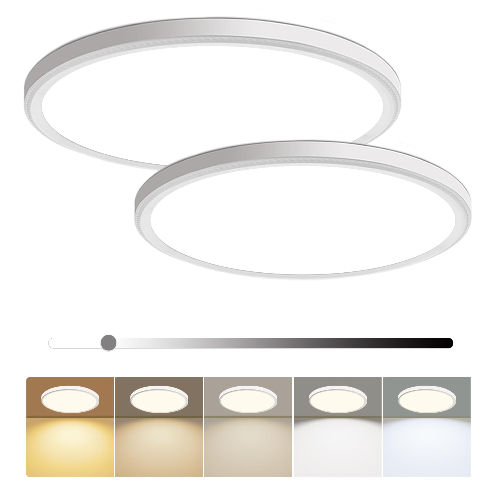 6 Pack 12 Inch Dimmable LED Flush Mount Ceiling Light Fixture 28W 3200LM 5 Color Temperature in One Super Slim Round Ceiling Lamp Low Profile Ceiling Lights for Living Bedroom Kitchen Laundry Black