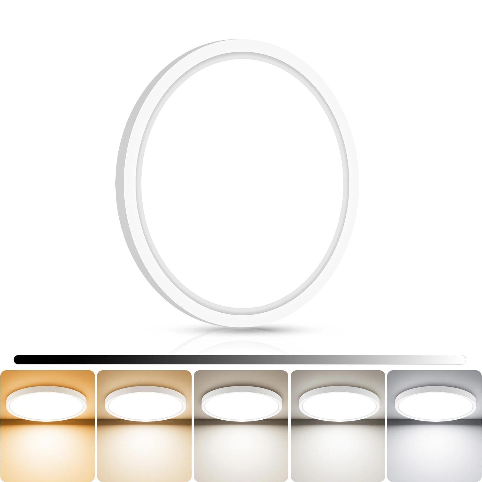 libtit 4Pack 7inch LED Flush Mount Ceiling Light, Dimmable & 5Color Temperatures (3000K-6500K), 15W Round Slim White Light Fixture for Closet Hallway Kitchen Bathroom Laundry