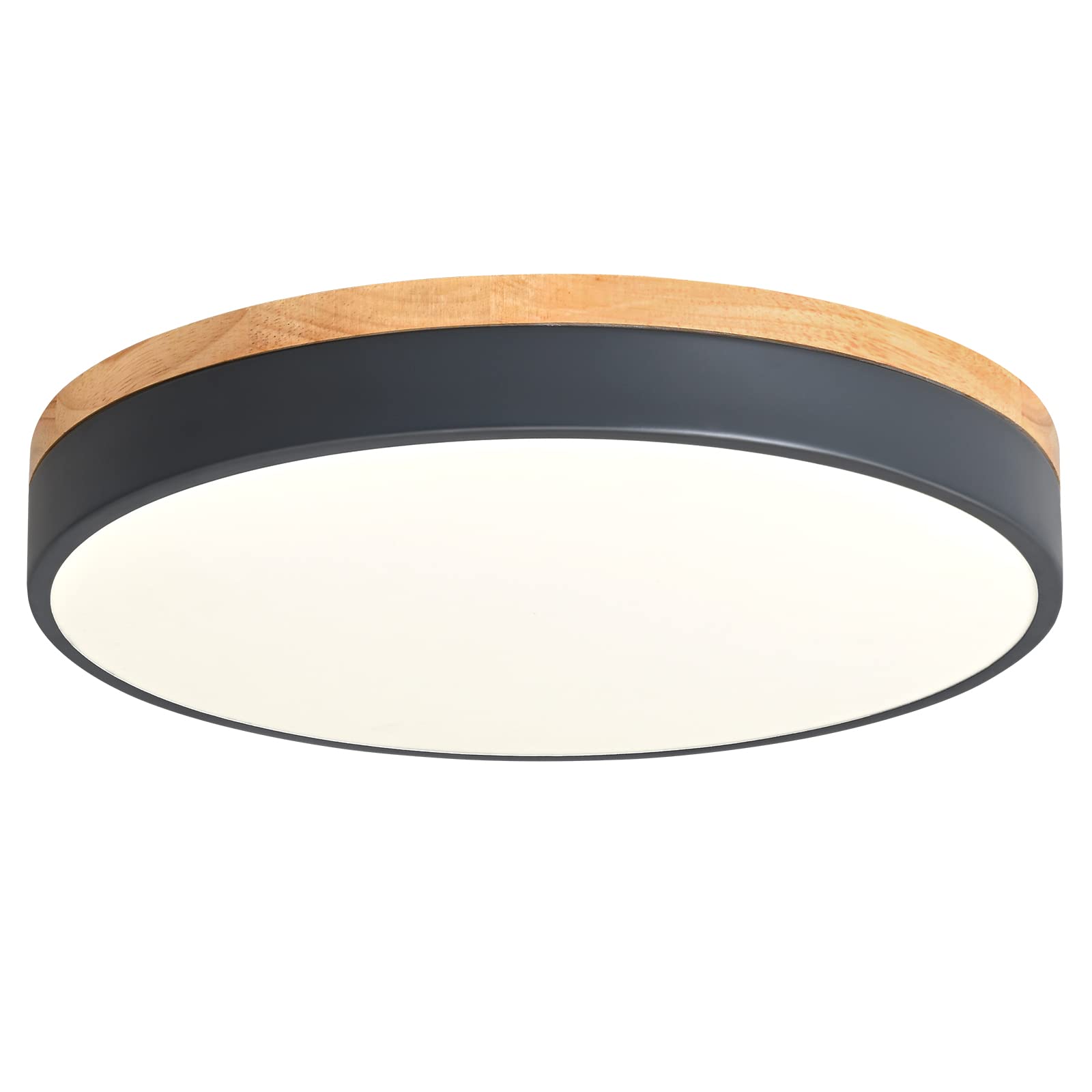 Yiisem Dimmable Wood LED Flush Mount Ceiling Light, 5CCT 2700K-6000K Modern Round Close to Ceiling Lighting Fixtures, Minimalist White Ceiling Lamp for Bedroom, Kitchen, Hallway, Laundry Room
