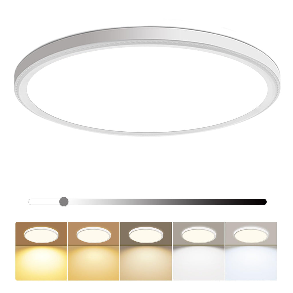 6 Pack 12 Inch Dimmable LED Flush Mount Ceiling Light Fixture 28W 3200LM 5 Color Temperature in One Super Slim Round Ceiling Lamp Low Profile Ceiling Lights for Living Bedroom Kitchen Laundry Black