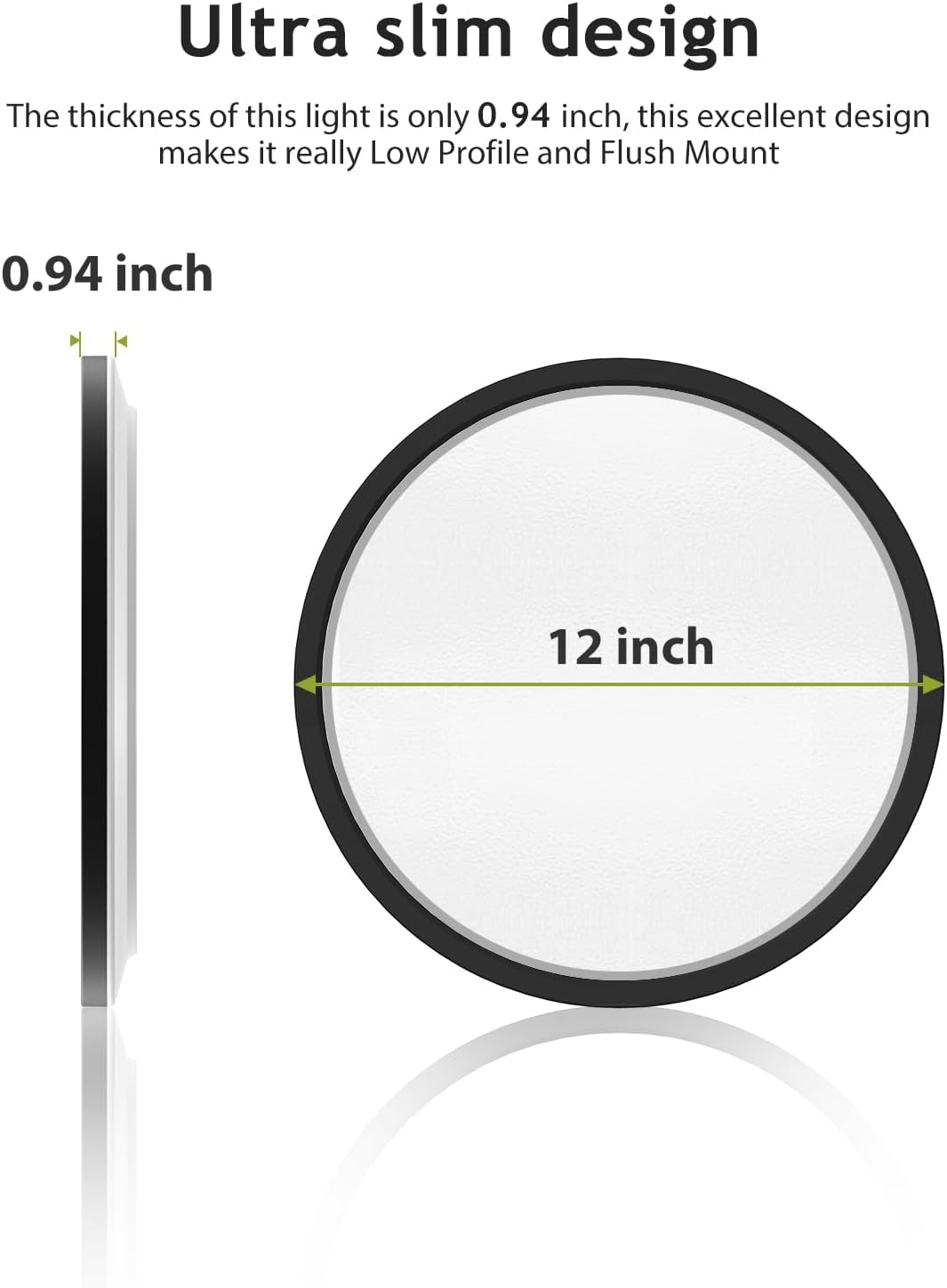2PACK Flush Mount LED Ceiling Light Fixture Black, 12Inch 28Watt, Dimmable & 3000K-4500K-6000K 3 Color Selectable Ceiling Lamp 3200LM Low Profile Ceiling Light for Kitchen Bedroom Hallway Porch
