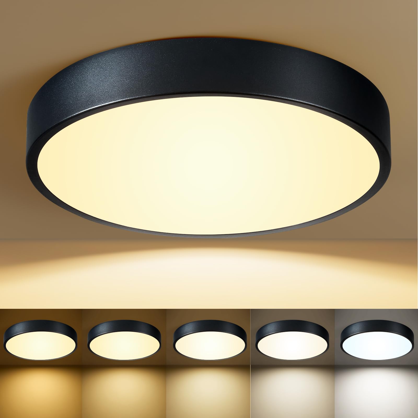 Flush Mount Ceiling Light Gold 12 Inch LED Dimmable Ceiling Light 24W 5CCT(2700K-5000K) Bedroom Lamp Entryway for Bedroom Foyer Kitchen Entryway Closet Hallway