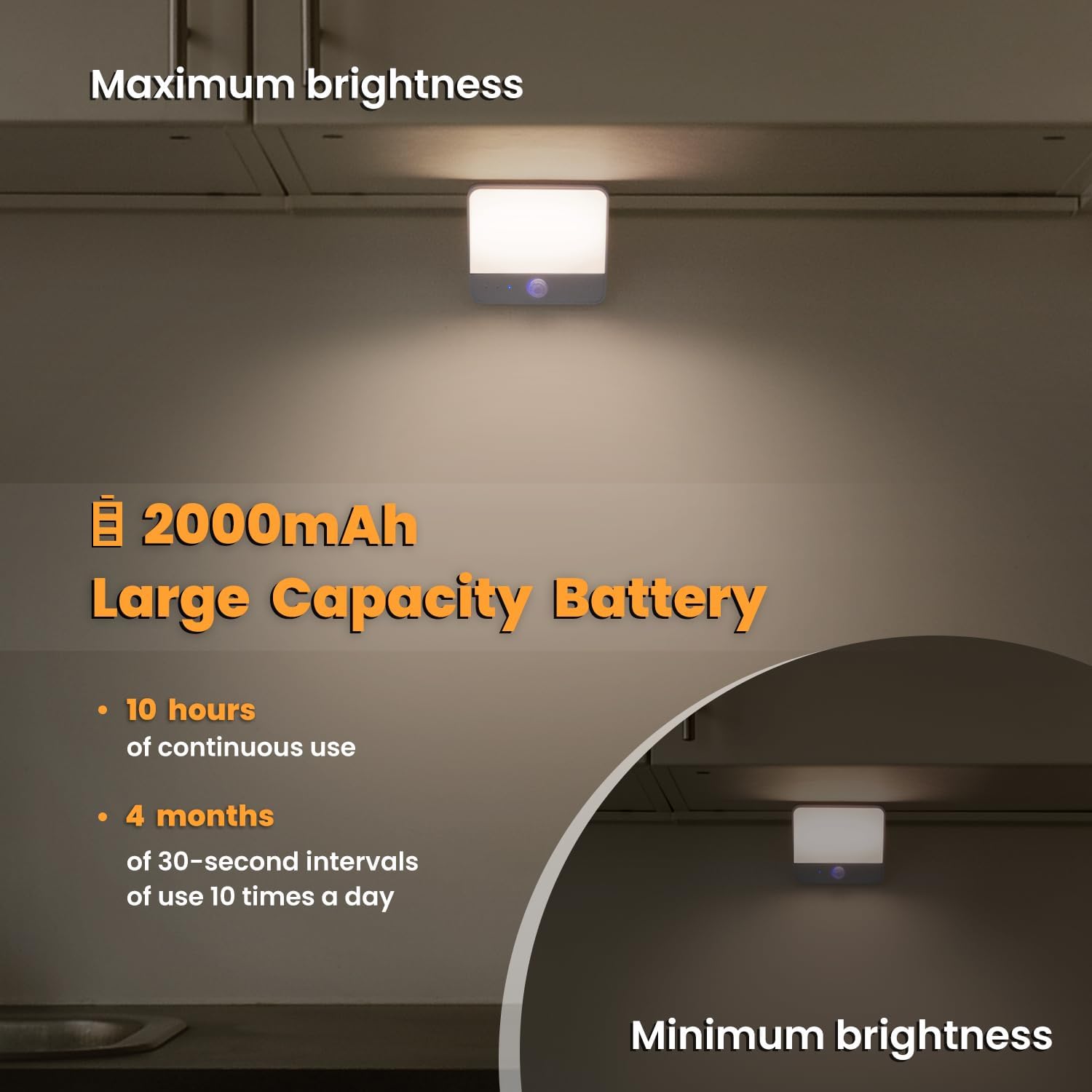 Motion Sensor Light Indoor Rechargeable, Battery Night Light 2000mAh, Motion Activated Night Lights Stick on 2 Pack, Dimmable Stair Lights for Bathroom, Hallway, Kitchen, Traveling, Cabinet, Keyhole