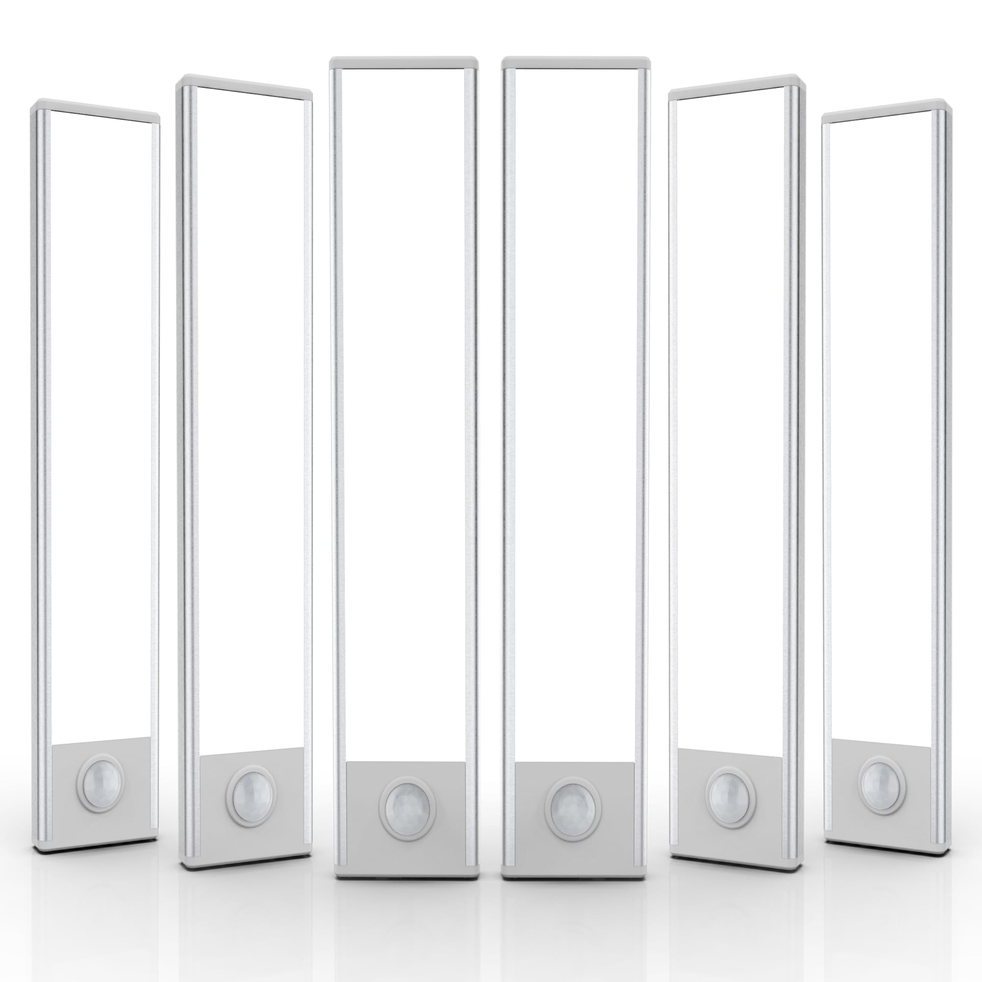 6 Pack Under Cabinet Lighting Wireless, 32 LED Rechargeable Battery Motion Sensor Light Indoor, Stick On Magnetic Closet Lights, Under Counter Lights for Kitchen, Stairs, White 8 in