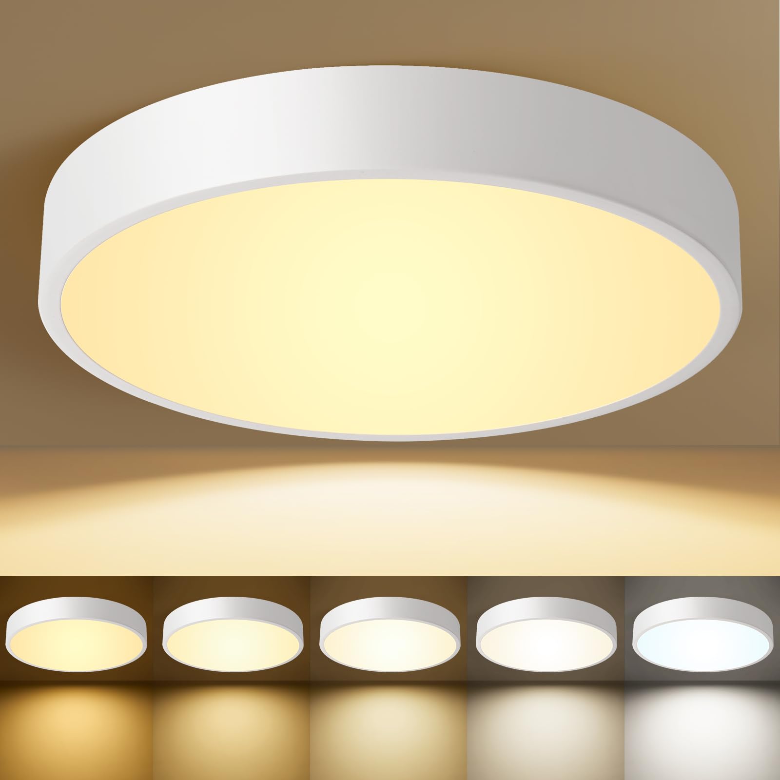 Flush Mount Ceiling Light Gold 12 Inch LED Dimmable Ceiling Light 24W 5CCT(2700K-5000K) Bedroom Lamp Entryway for Bedroom Foyer Kitchen Entryway Closet Hallway