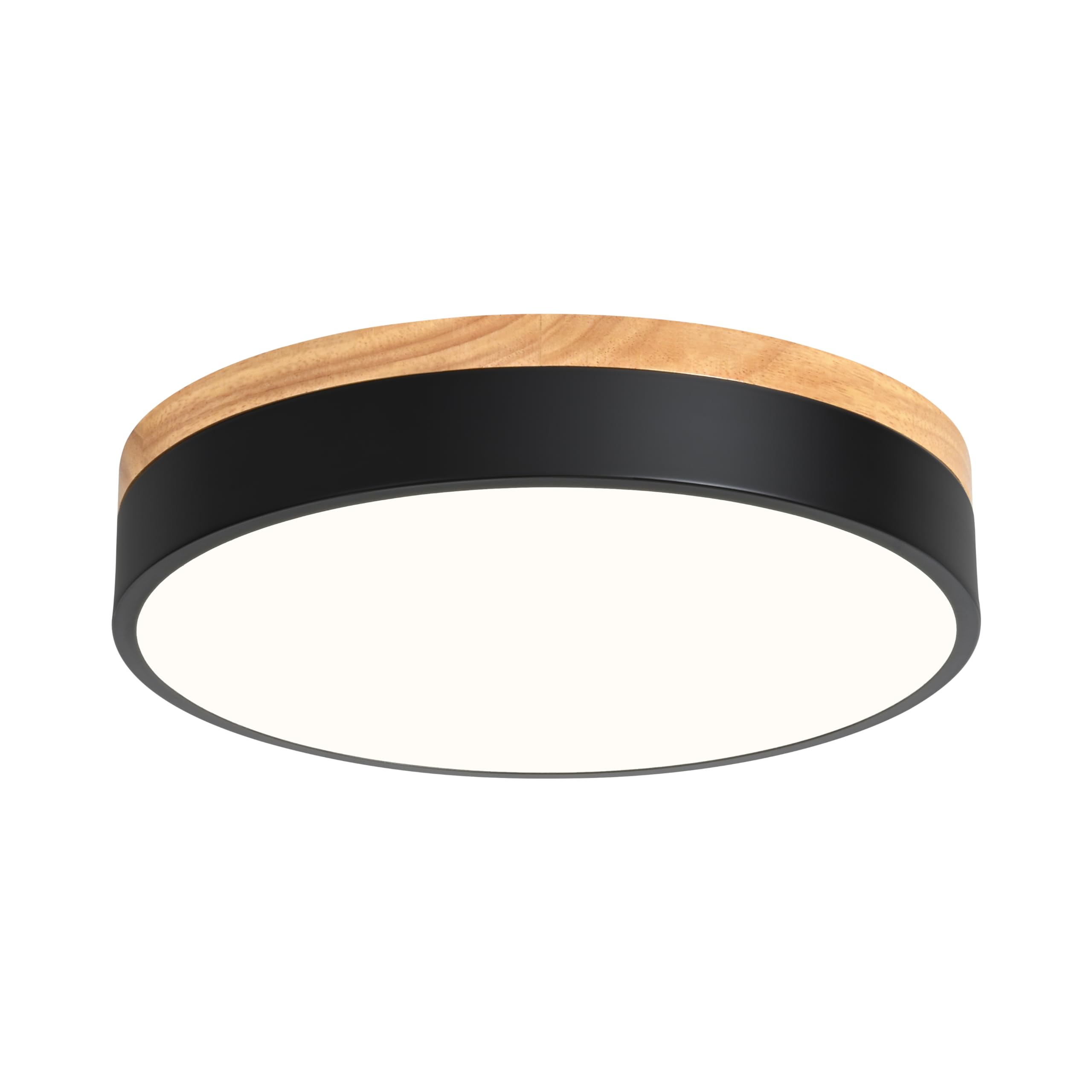 Yiisem Dimmable Wood LED Flush Mount Ceiling Light, 5CCT 2700K-6000K Modern Round Close to Ceiling Lighting Fixtures, Minimalist White Ceiling Lamp for Bedroom, Kitchen, Hallway, Laundry Room