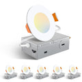 Amico 6 Pack 6 Inch 5CCT Ultra-Thin LED Recessed Ceiling Light with Junction Box, 2700K/3000K/3500K/4000K/5000K Selectable, 12W Eqv 110W 1050LM Brightness Dimmable Canless Wafer Downlight, ETL & FCC