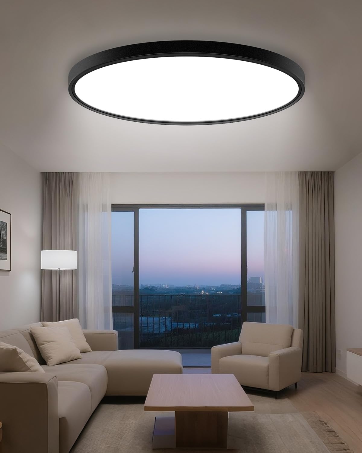 hepside 12Inch Flush Mount Light Fixture White, 28Watt, Dimmable & 3000K-4500K-6000K 3 Color Selectable Flush Ceiling Light Fixture 3200LM Low Profile Ceiling Light for Kitchen Bedroom Hallway Porch