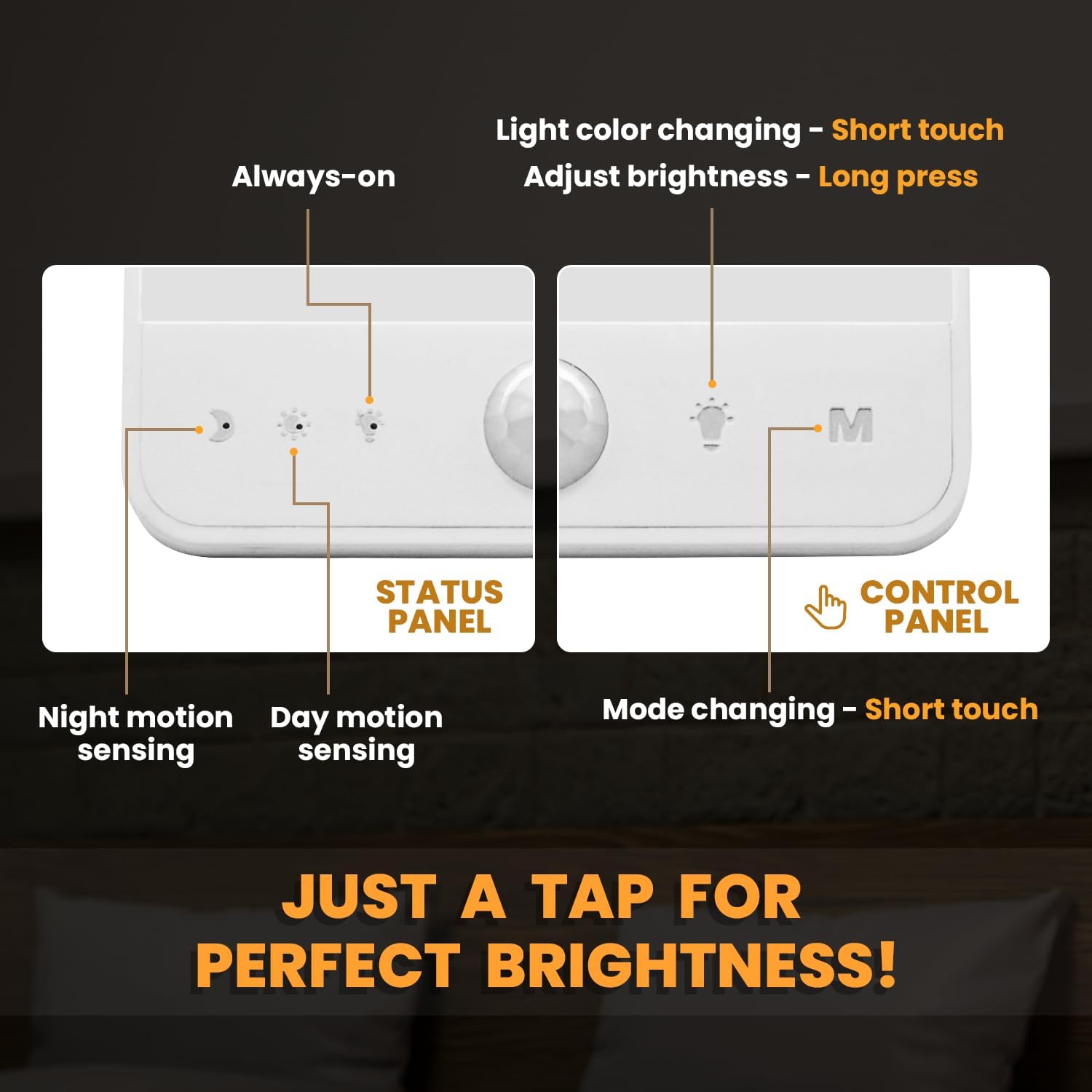Motion Sensor Light Indoor Rechargeable, Battery Night Light 2000mAh, Motion Activated Night Lights Stick on 2 Pack, Dimmable Stair Lights for Bathroom, Hallway, Kitchen, Traveling, Cabinet, Keyhole