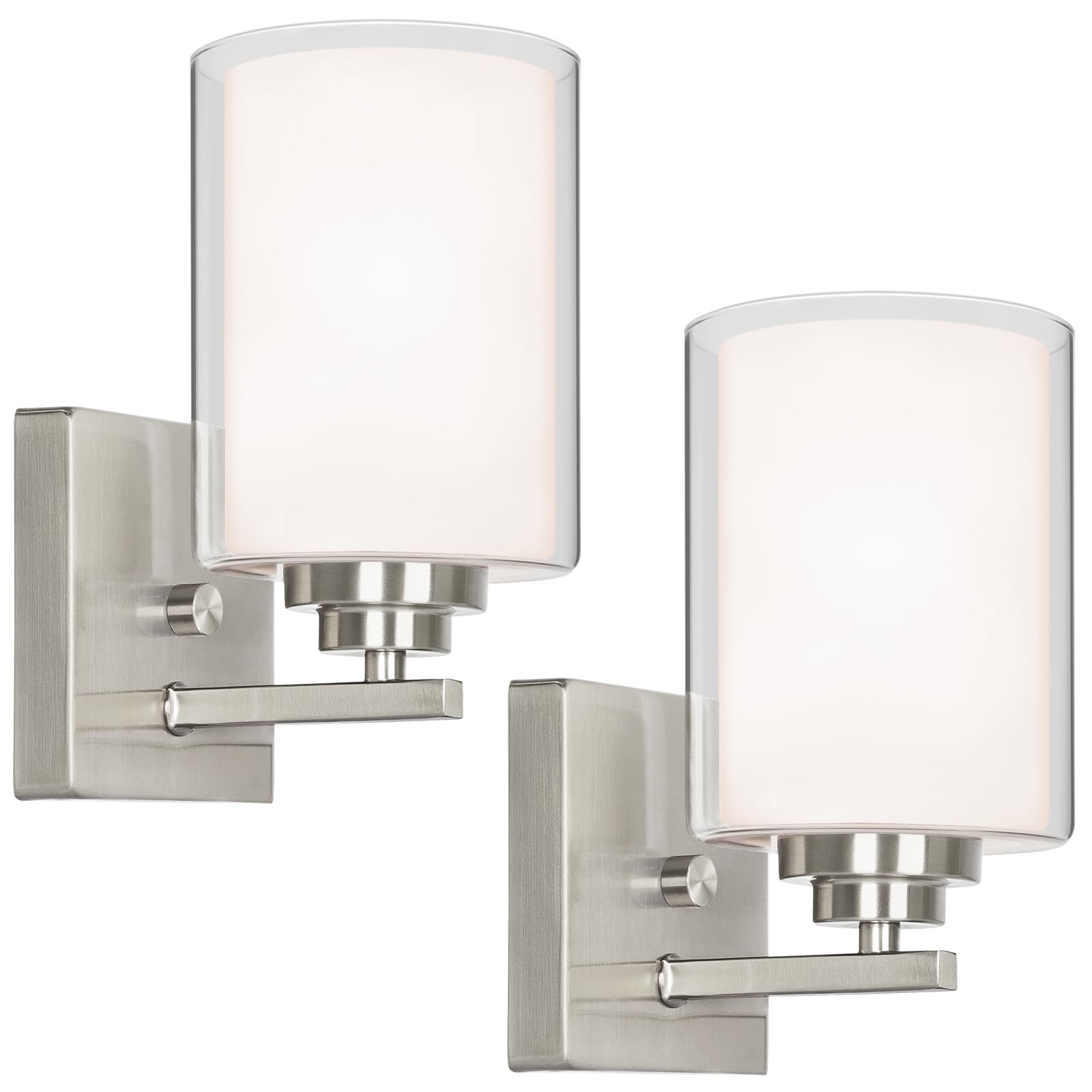 Set of 2 Wall Sconces for Bathroom, Modern Vanity Light Fixtures, Matte Black Wall Mount Lighting Lanterns, Farmhouse Wall Lights with Clear Glass Shade for Bedroom Living Room Mirror Hallway Kitchen