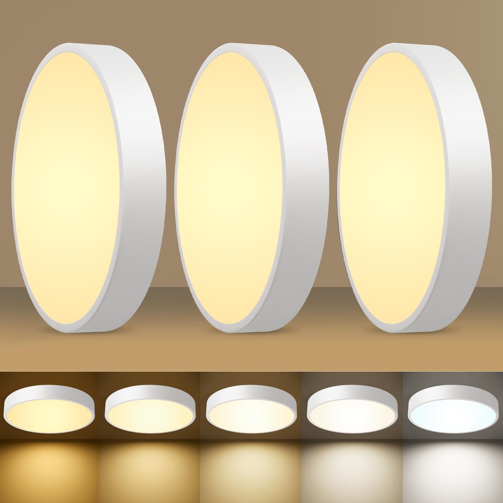 Flush Mount Ceiling Light Gold 12 Inch LED Dimmable Ceiling Light 24W 5CCT(2700K-5000K) Bedroom Lamp Entryway for Bedroom Foyer Kitchen Entryway Closet Hallway