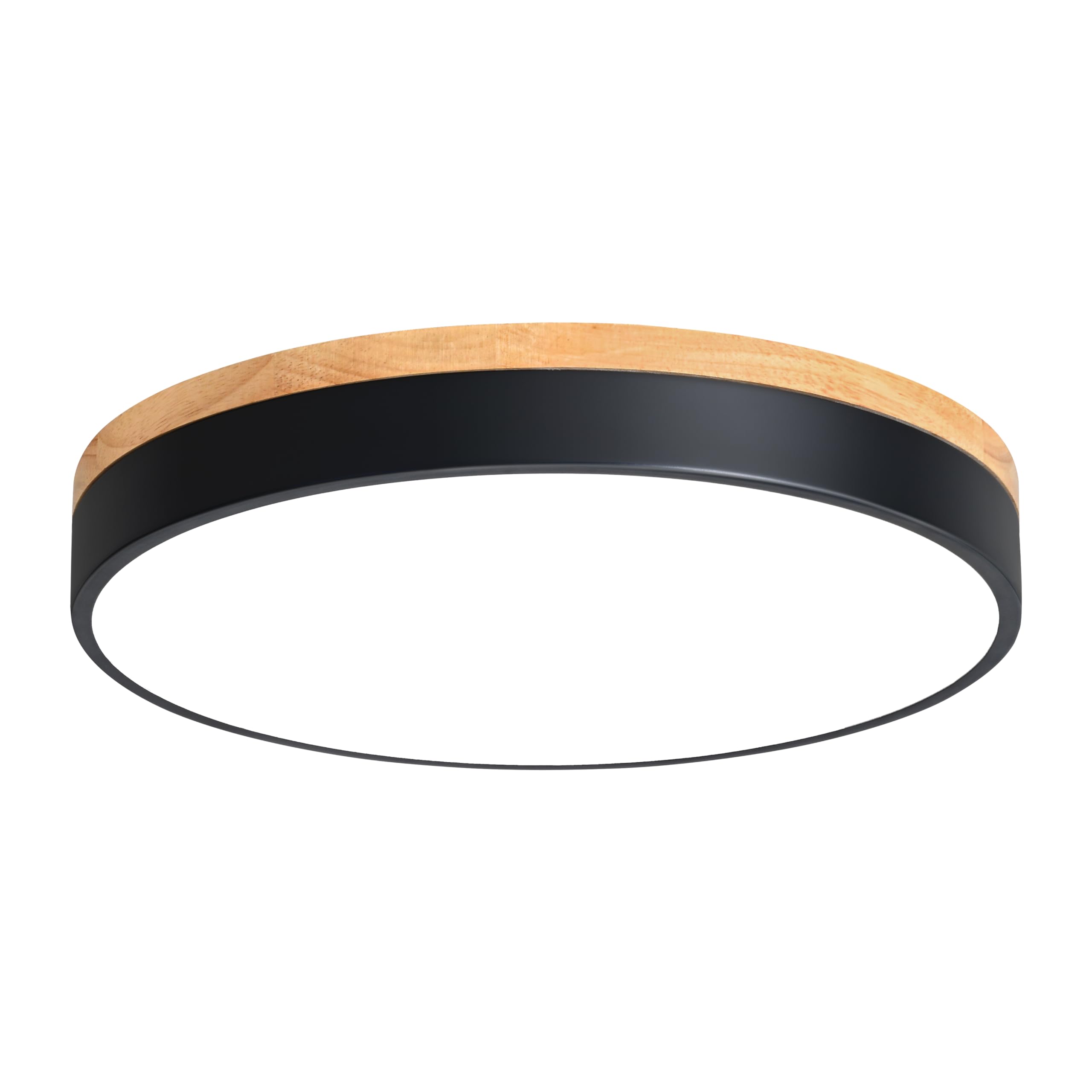 Yiisem Dimmable Wood LED Flush Mount Ceiling Light, 5CCT 2700K-6000K Modern Round Close to Ceiling Lighting Fixtures, Minimalist White Ceiling Lamp for Bedroom, Kitchen, Hallway, Laundry Room
