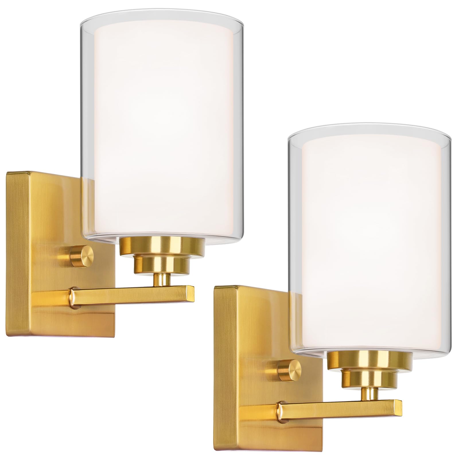 Set of 2 Wall Sconces for Bathroom, Modern Vanity Light Fixtures, Matte Black Wall Mount Lighting Lanterns, Farmhouse Wall Lights with Clear Glass Shade for Bedroom Living Room Mirror Hallway Kitchen