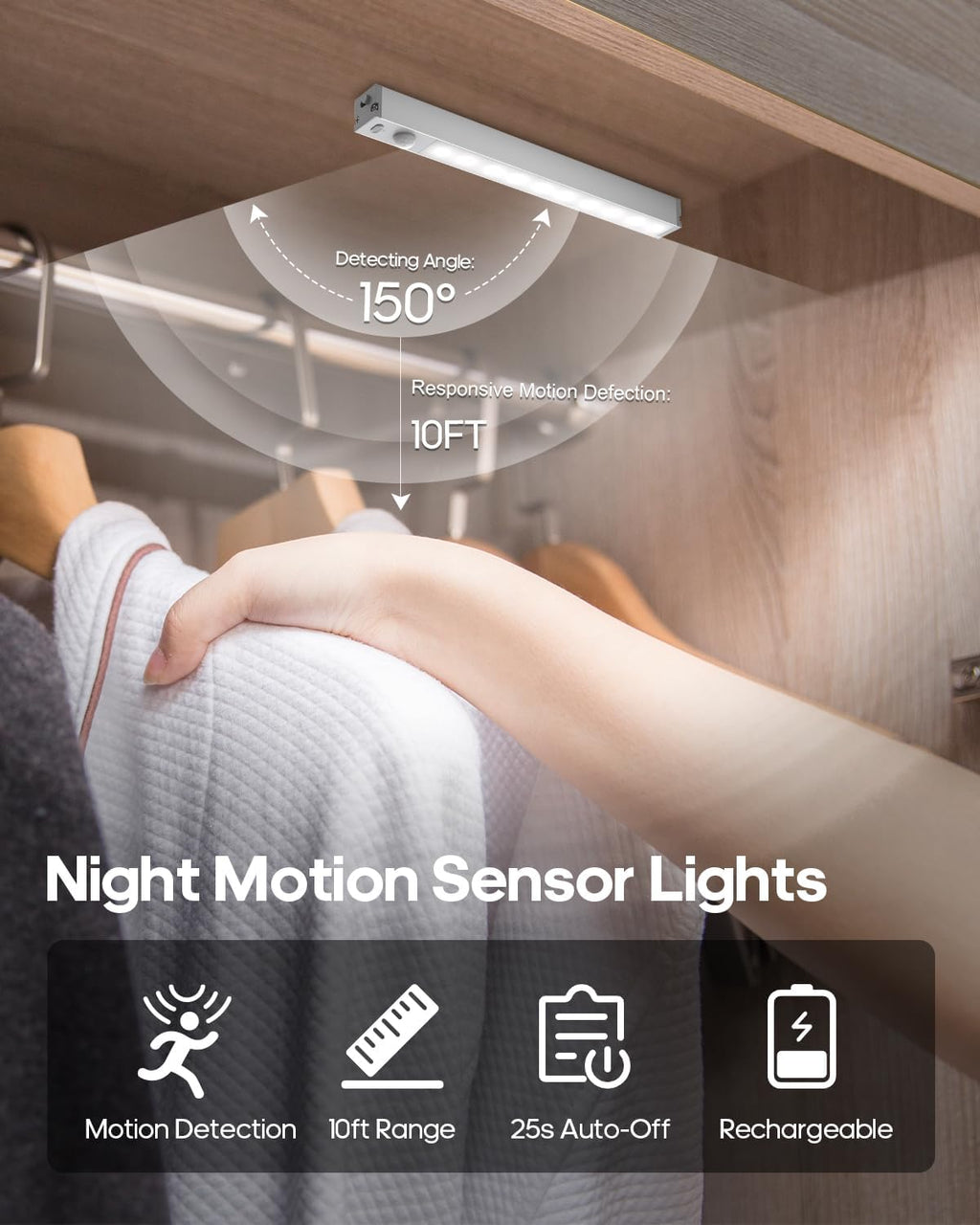 GOODEA 6 Pack Led Under Cabinet Lights Wireless with Charging Station, 7’’ Rechargeable Motion Sensor Light Indoor, Dimmable Closet Lights for Cabinets, Bookshelf, Stair, Hallway