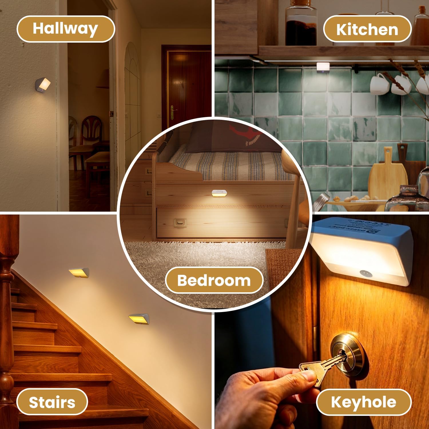 Motion Sensor Light Indoor Rechargeable, Battery Night Light 2000mAh, Motion Activated Night Lights Stick on 2 Pack, Dimmable Stair Lights for Bathroom, Hallway, Kitchen, Traveling, Cabinet, Keyhole