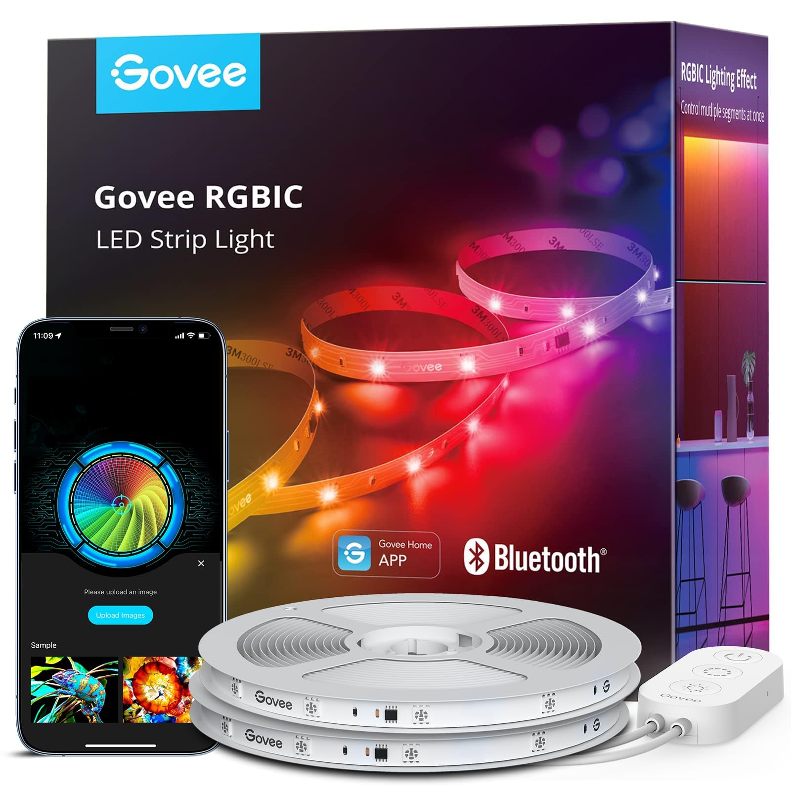 Govee RGBIC LED Strip Lights, Smart LED Lights for Bedroom, Bluetooth LED Lights APP Control, DIY Multiple Colors on One Line, Color Changing LED Strip Lighting Music Sync, Home Decor, 16.4ft