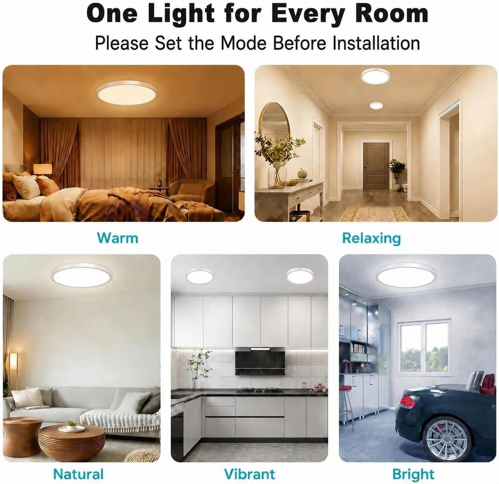 libtit 4Pack 7inch LED Flush Mount Ceiling Light, Dimmable & 5Color Temperatures (3000K-6500K), 15W Round Slim White Light Fixture for Closet Hallway Kitchen Bathroom Laundry