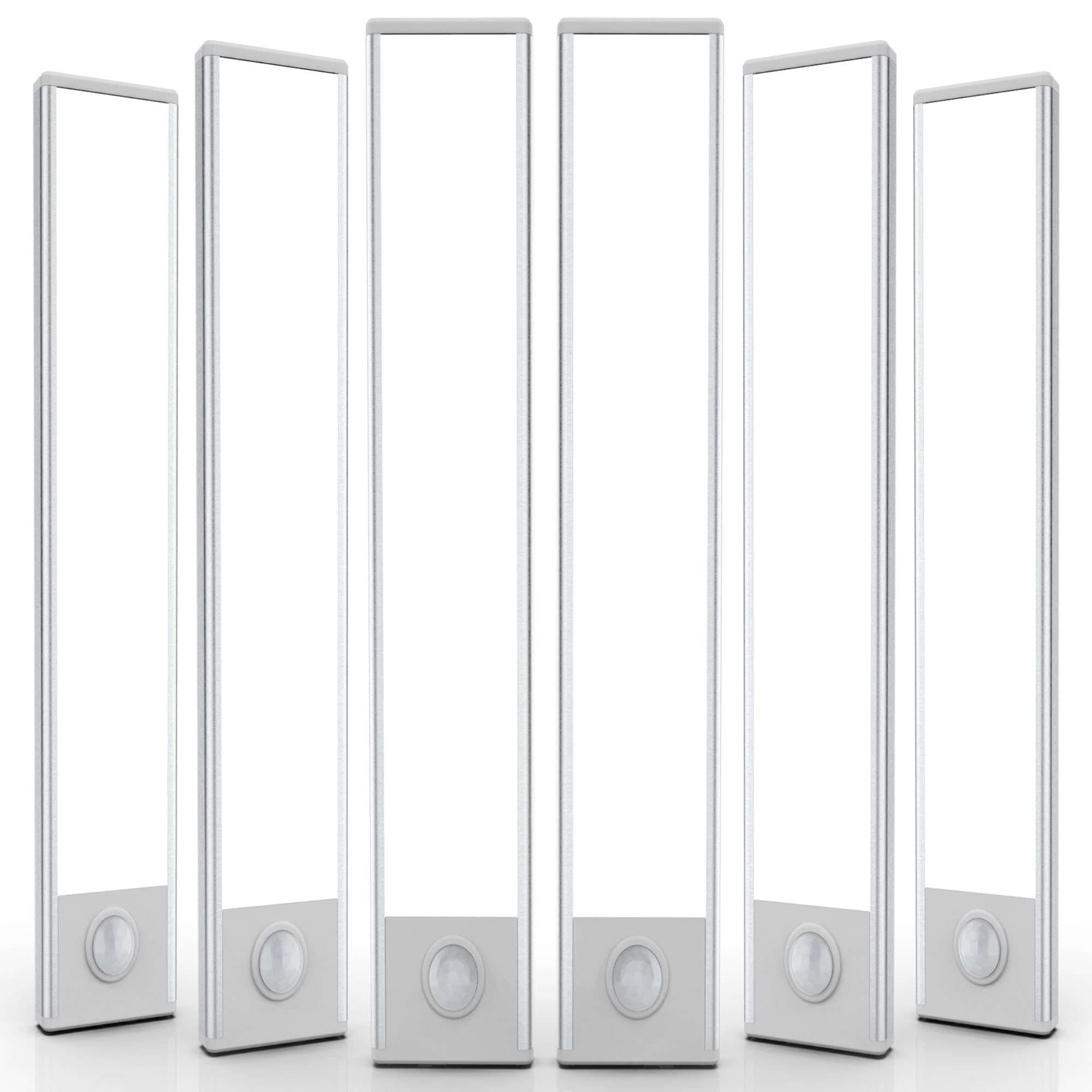 6 Pack Under Cabinet Lighting Wireless, 32 LED Rechargeable Battery Motion Sensor Light Indoor, Stick On Magnetic Closet Lights, Under Counter Lights for Kitchen, Stairs, White 8 in
