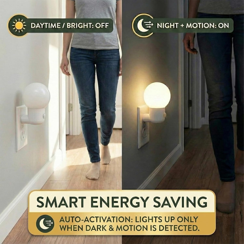 Motion Sensor Night Light Plug in, 1W Ultra Bright LED Wall Lights, 4000K Natural White, Dusk to Dawn Auto On/Off for Hallway, Stairs, Bathroom, Kitchen