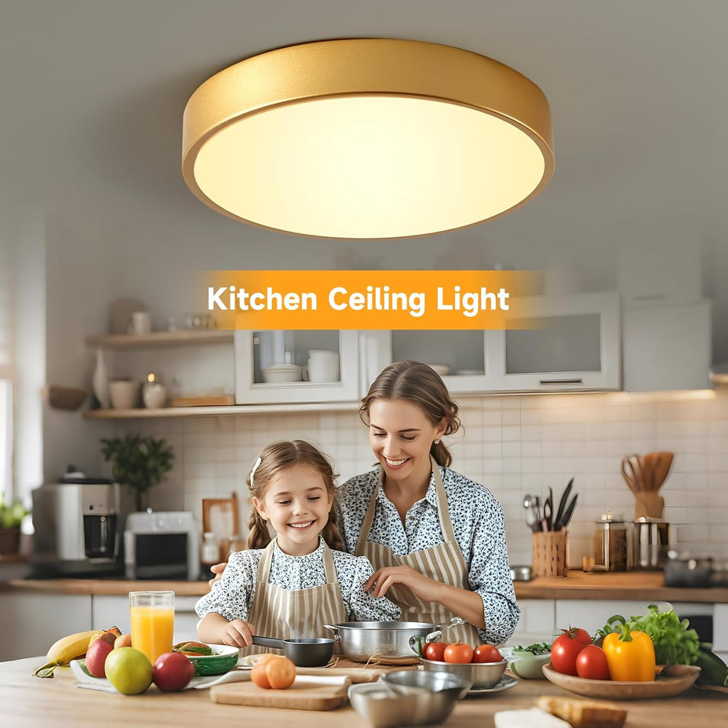 Flush Mount Ceiling Light Gold 12 Inch LED Dimmable Ceiling Light 24W 5CCT(2700K-5000K) Bedroom Lamp Entryway for Bedroom Foyer Kitchen Entryway Closet Hallway