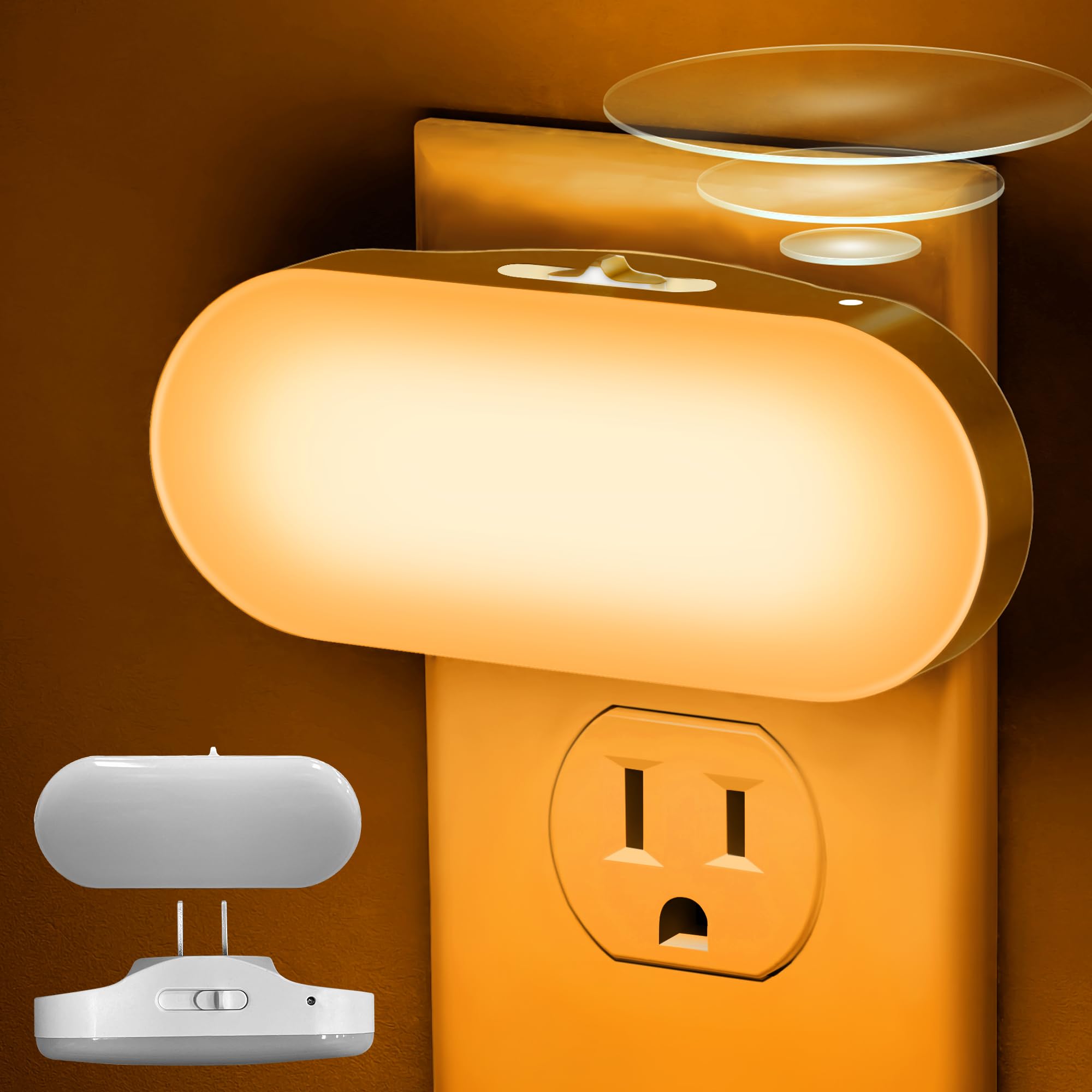 DORESshop Led Night Light, Plug into Wall, [2 Pack] with Dusk to Dawn Sensor, 1W 5000K Dimmable Night Light from 0LM to 100LM for Bathroom Hallway Bedroom Kids Room Stairway