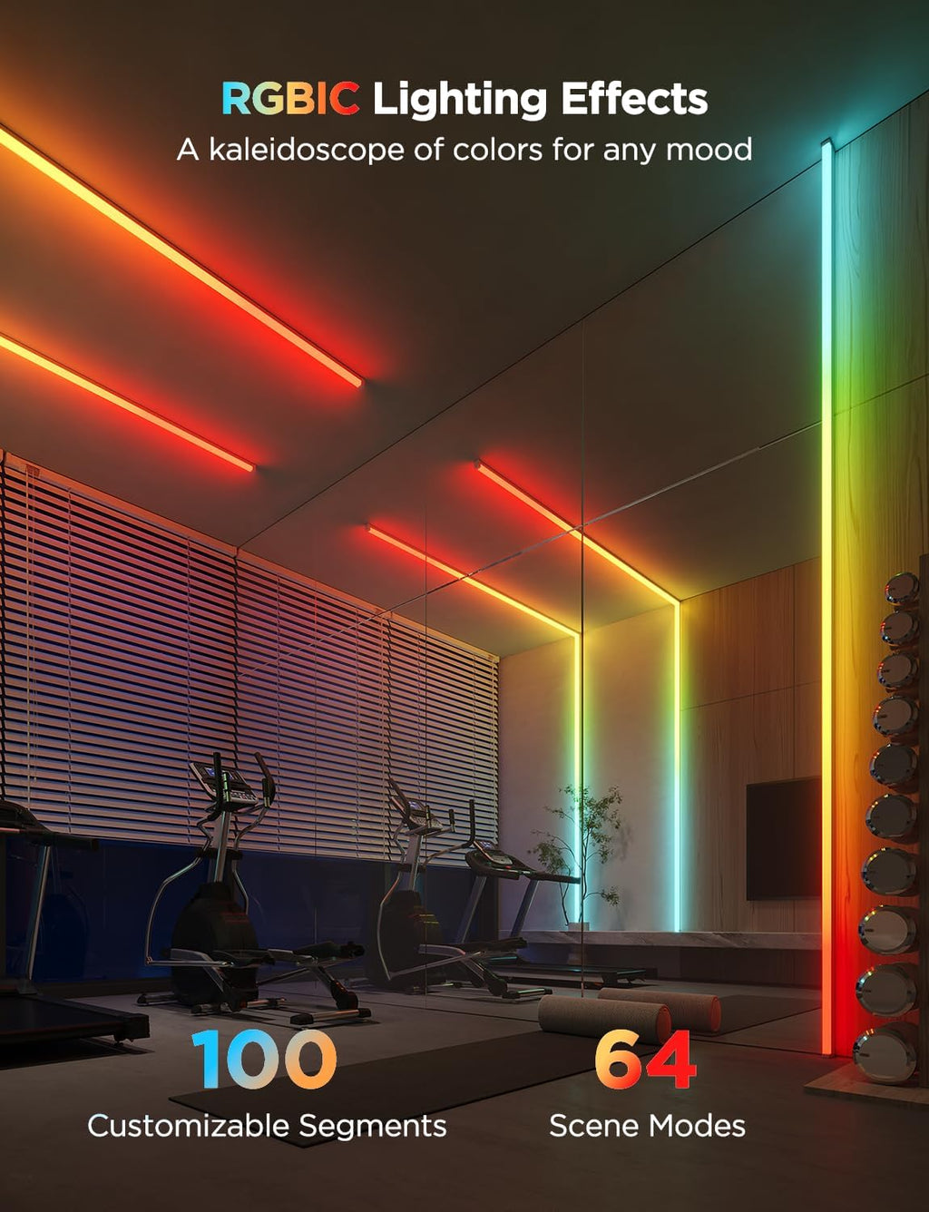 Govee RGBIC LED Strip Lights 32.8ft with Covers, Smart Lights Work with Alexa and Google Assistant, LED Diffuser Channel with LED Lights for Bedroom, Skirting Lines, Studio, Cabinet