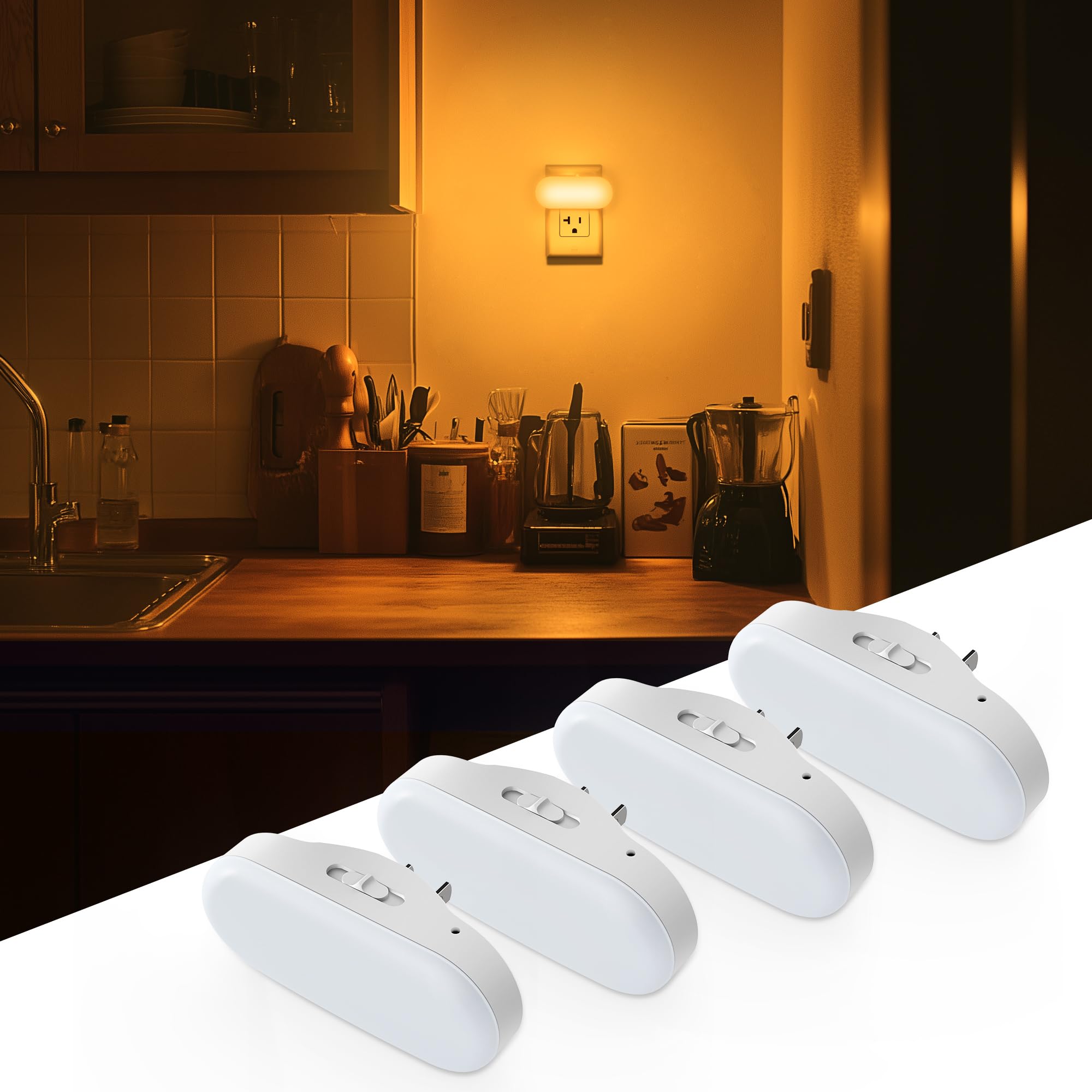 DORESshop Led Night Light, Plug into Wall, [2 Pack] with Dusk to Dawn Sensor, 1W 5000K Dimmable Night Light from 0LM to 100LM for Bathroom Hallway Bedroom Kids Room Stairway