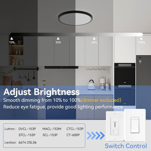 6 Pack 12 Inch Dimmable LED Flush Mount Ceiling Light Fixture 28W 3200LM 5 Color Temperature in One Super Slim Round Ceiling Lamp Low Profile Ceiling Lights for Living Bedroom Kitchen Laundry Black