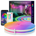 SILFU Neon Rope Lights, 50FT RGB LED Strip Lights, Waterproof IP67 LED Lights for Bedroom, DIY Design, Music Sync, 44 Key Remote Control, Multiple Modes for Bedroom, Holiday Decoration