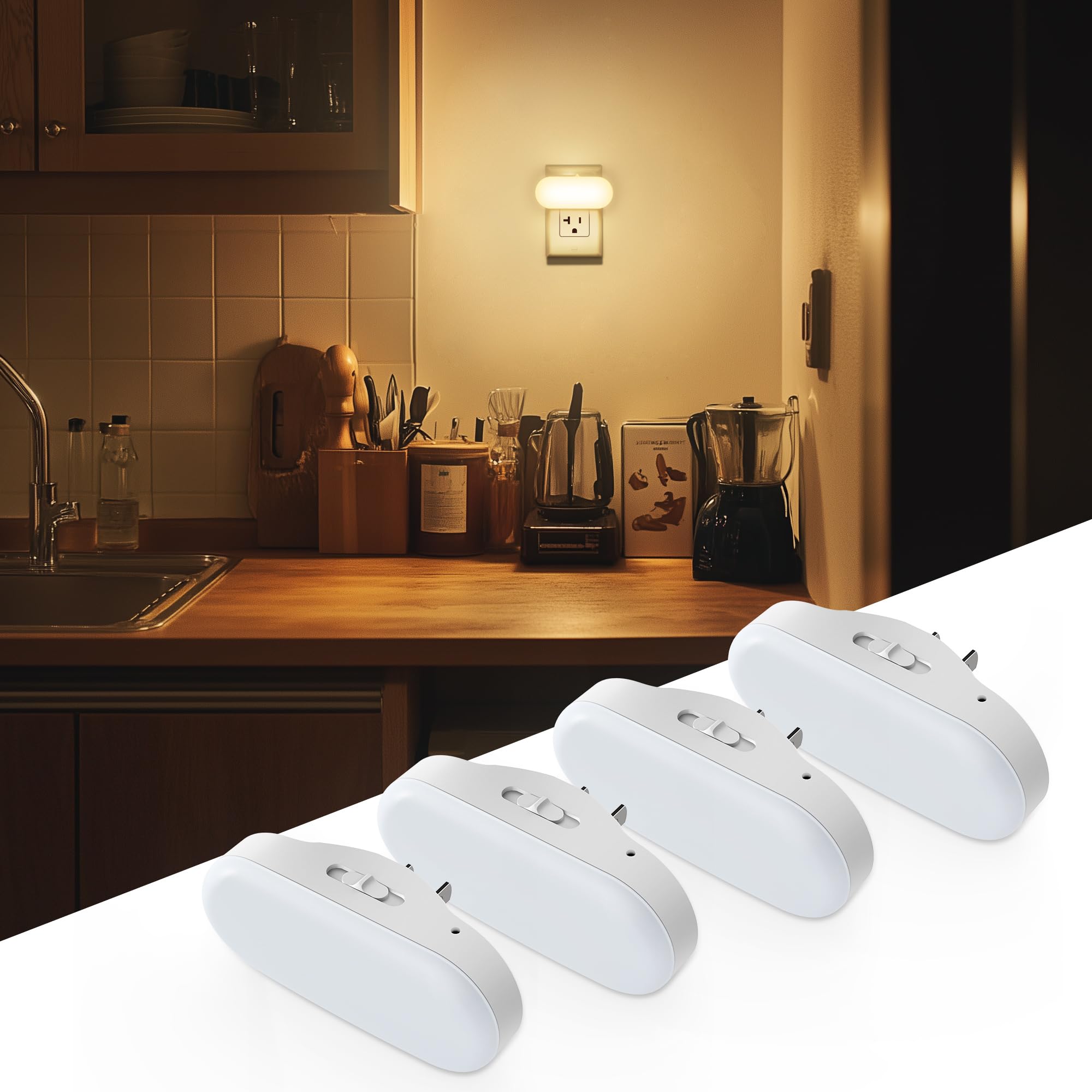 DORESshop Led Night Light, Plug into Wall, [2 Pack] with Dusk to Dawn Sensor, 1W 5000K Dimmable Night Light from 0LM to 100LM for Bathroom Hallway Bedroom Kids Room Stairway