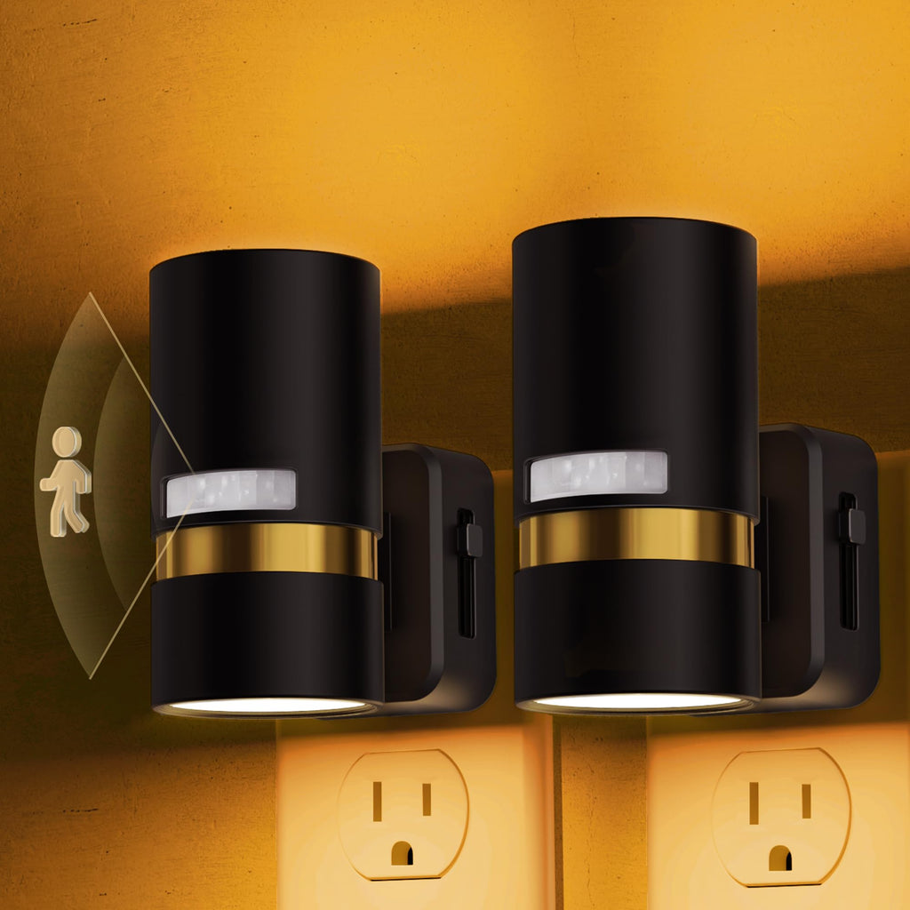 L LOHAS LED Motion Sensor Night Light Plug in, Night Lights Plug into Wall with Adjustable Brightness, 3000K Warm White, 1W Energy-Saving Nightlight for Bathroom Bedroom Kitchen Hallway, 2 Pack
