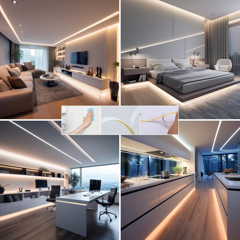 BENLUN 24V CCT COB LED Strip Lights Kit 65.6ft (2 Rolls of 32.8ft), 2700K-6500K Dimmable White Cuttable LED Tape Light CRI 93 with Remote Controller and Power Supply for Bedroom Indoor Decoration