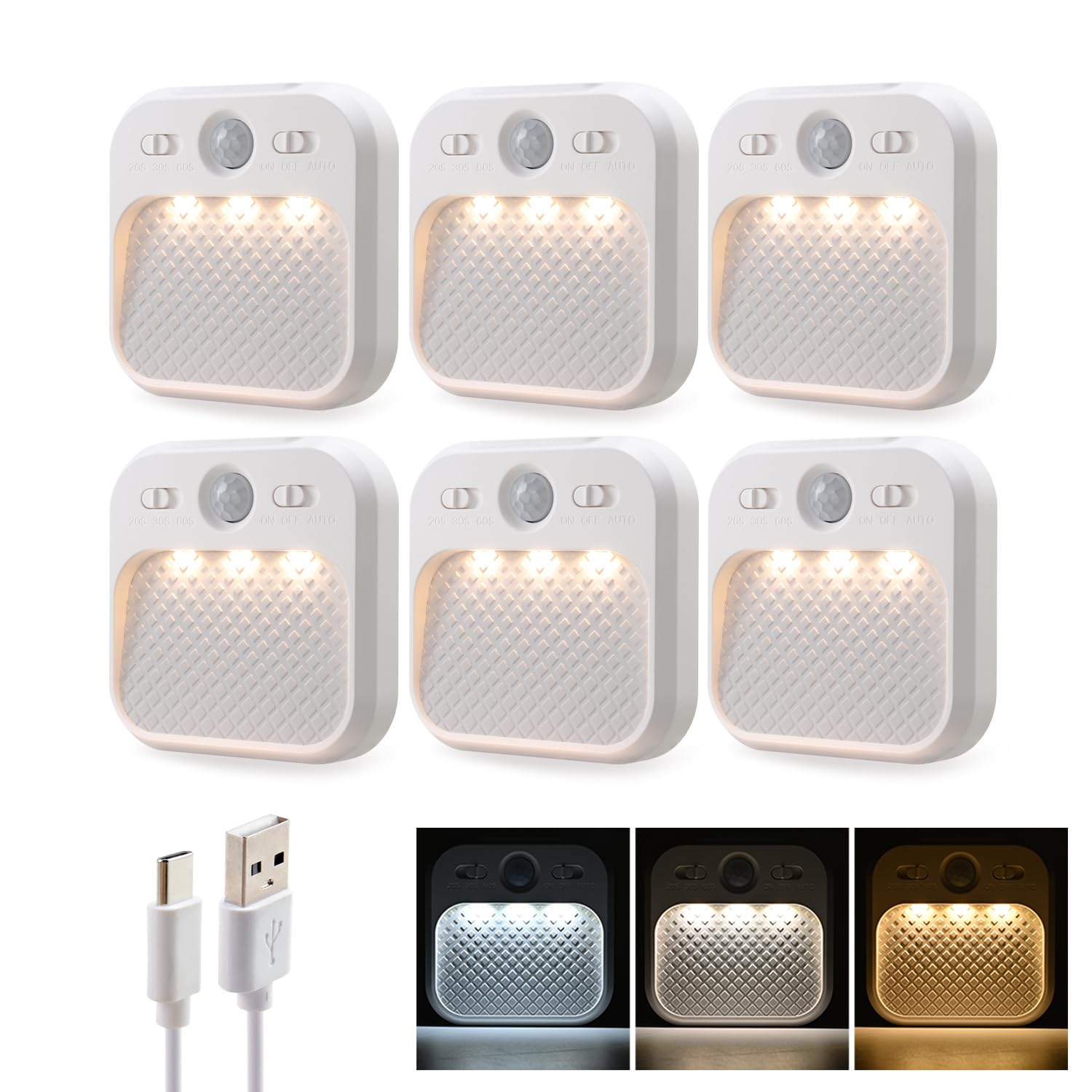DAMI Motion Sensor Night Lights Rechargeable with Timer, Battery Cabinet Light with 3 Color Temperatures Stepless Dimming, Magnetic Closet Light for Travel, RV, Cruise Essentials 2026