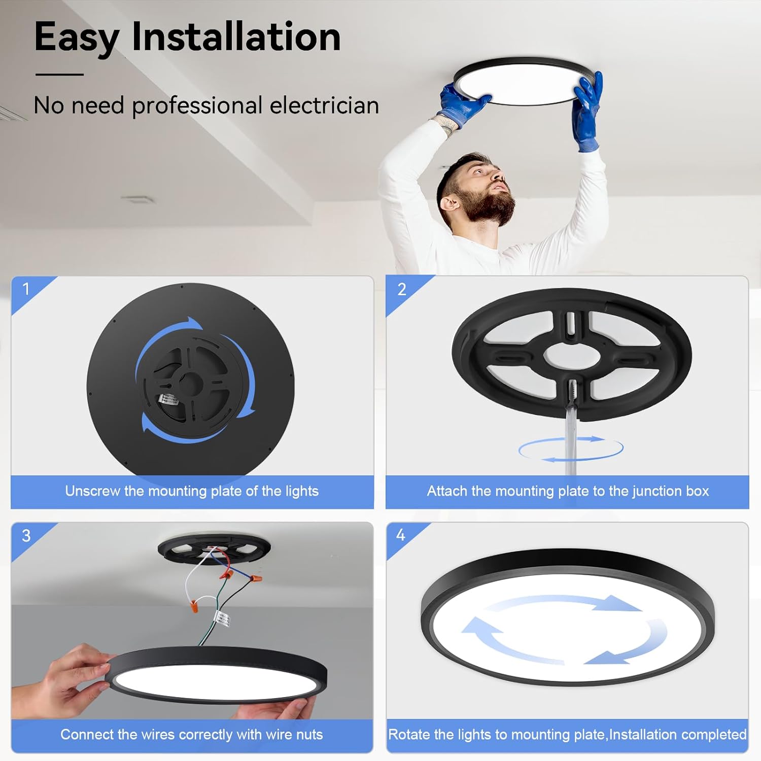 6 Pack 12 Inch Dimmable LED Flush Mount Ceiling Light Fixture 28W 3200LM 5 Color Temperature in One Super Slim Round Ceiling Lamp Low Profile Ceiling Lights for Living Bedroom Kitchen Laundry Black