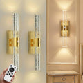 IRONPAX Wall Sconces Battery Operated Set of 2, Wireless Rechargeable Wall Sconce Set of Two, Dimmable Wall Lights with Remote for Bedroom Living Room Hallway Decor (Gold, Fabric Shade)