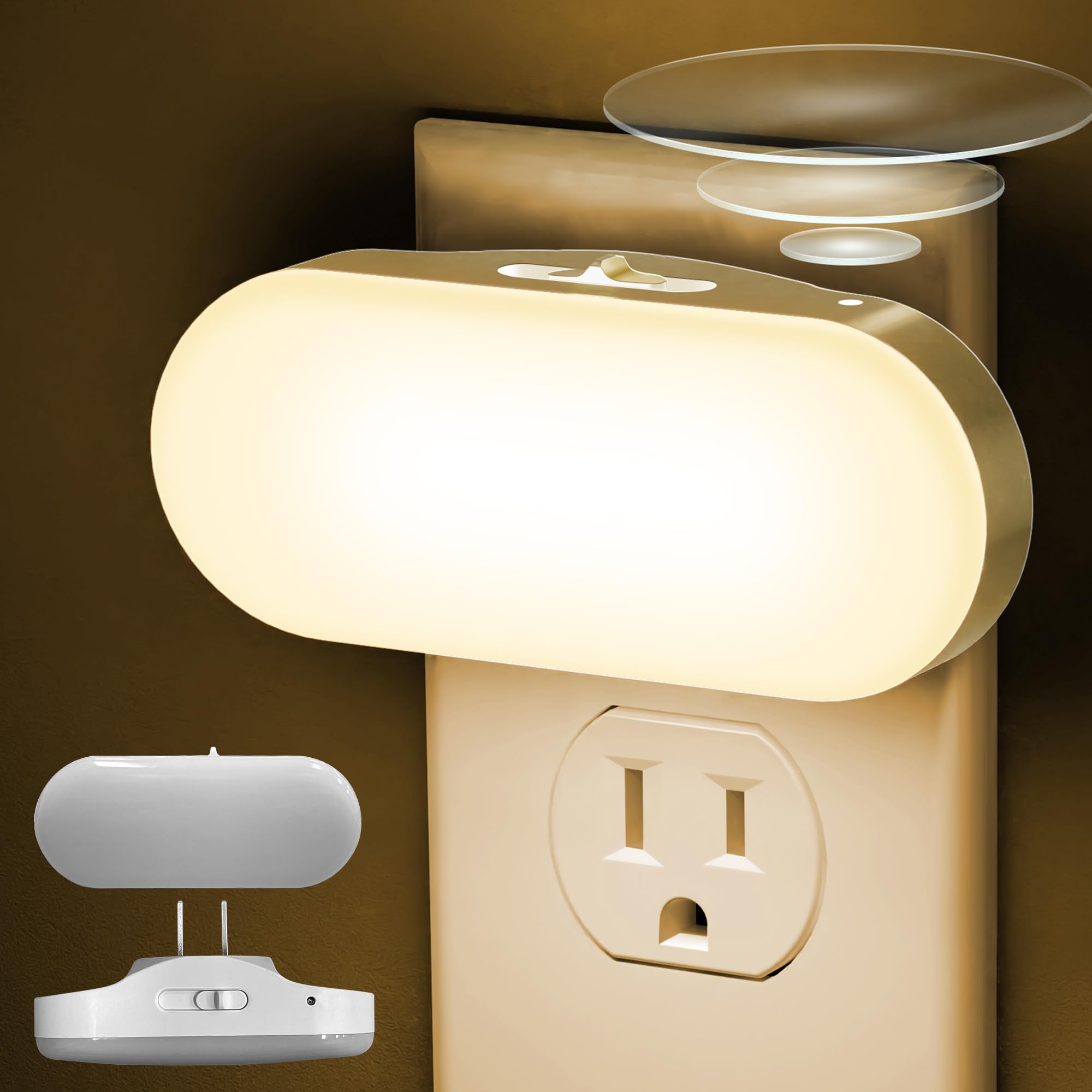 DORESshop Led Night Light, Plug into Wall, [2 Pack] with Dusk to Dawn Sensor, 1W 5000K Dimmable Night Light from 0LM to 100LM for Bathroom Hallway Bedroom Kids Room Stairway