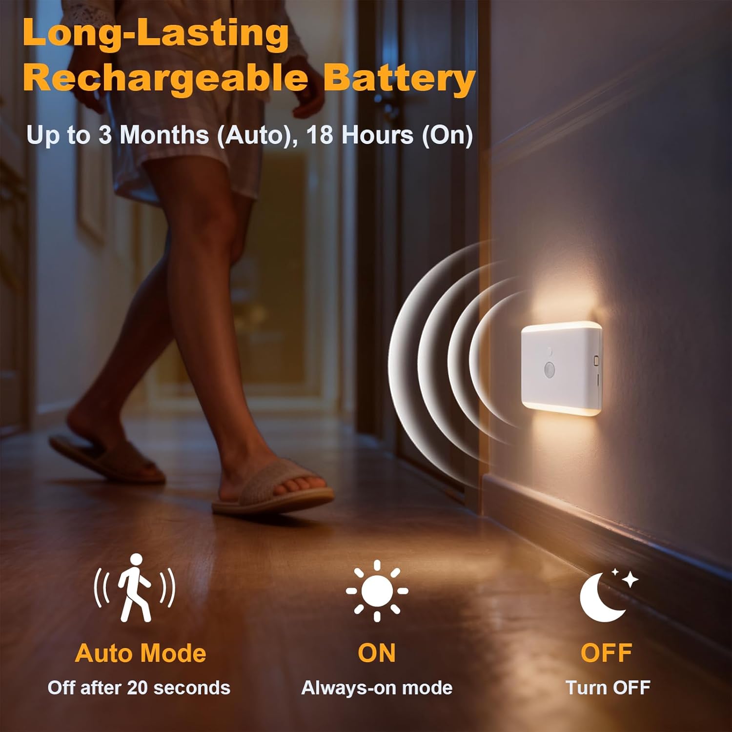 Motion Sensor Night Light 2-Pack, Cruise Approved Rechargeable Magnetic LED Nightlight, Warm & RGB Soft Dimmable, Wireless USB Auto Sensor Lights for Indoor Bedroom, Bathroom, Hallway, Stairs